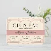 Open Bar Art Deco Dusty Roos en Cream Save The Date (Staand voorkant)