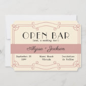 Open Bar Art Deco Dusty Roos en Cream Save The Date (Voorkant)