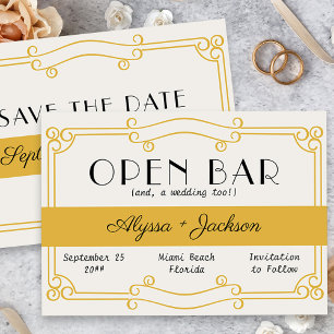 Open Bar Art Deco Oker Geel en Grijs Save The Date