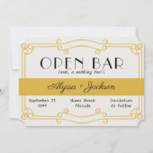Open Bar Art Deco Okergeel en Grijs Save The Date (Voorkant)