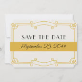 Open Bar Art Deco Okergeel en Grijs Save The Date (Achterkant)
