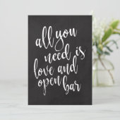 Open bar betaalbaar bord voor bruiloft kaart (Staand voorkant)