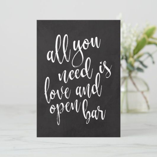 Open bar betaalbaar bord voor bruiloft kaart (Staand voorkant)