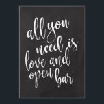 Open bar betaalbaar bord voor bruiloft kaart<br><div class="desc">Een elegant teken van de snijrandbruiloft,  kenmerkt de tekst "allen u wenst is liefde en open bar"in een geëxtrofieerde manuscriptdoopvont,  voegt de borsteltextuur een spontaan en playful gevoel toe. De achtergrondkleur kan aan uw behoeften en voorkeuren worden aangepast. Neem contact met mij op als u een speciaal verzoek hebt.</div>