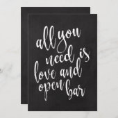 Open bar betaalbaar krijtbord trouwkaart kaart (Voorkant / Achterkant)