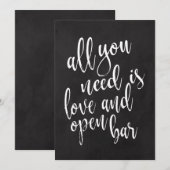 Open bar betaalbaar schoolbord trouwbord kaart (Voorkant / Achterkant)