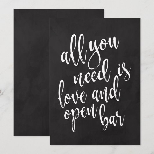 Open bar betaalbaar schoolbord trouwbord kaart (Voorkant / Achterkant)