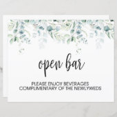 Open Bar Bord - Eucalyptus Bruiloft (Voorkant / Achterkant)