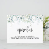 Open Bar Bord - Eucalyptus Bruiloft (Staand voorkant)
