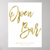 Open Bar Bord Goud En Wit 18x24 Poster (Voorkant)