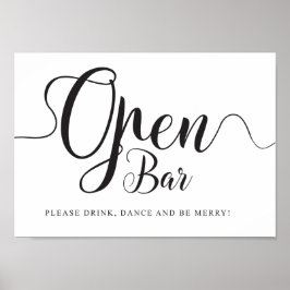 Open Bar Bord. Gratis Drankjes Bruiloftsreceptie Poster