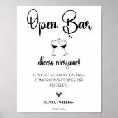 Open Bar Bord Moderne Trouw Calligrafie Modern Poster (Voorkant)