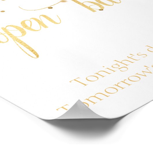 Open Bar Botanische Greenery Gold Wedding Poster (Hoek)