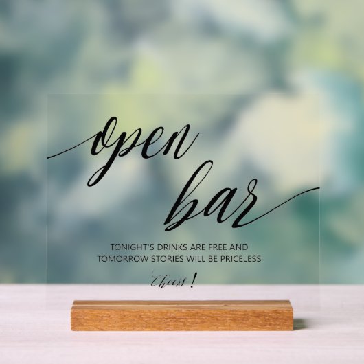 Open Bar Bruiloft  Acryl Bord (Neutraal)