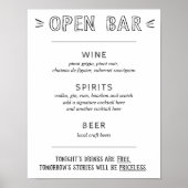 Open Bar | Bruiloftsbar Menu Bord Poster (Voorkant)