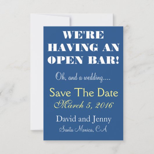 Open Bar De datum opslaan Save The Date (Voorkant)