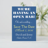 Open Bar De datum opslaan Save The Date (Staand voorkant)
