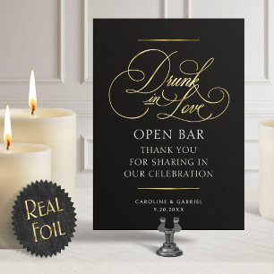 Open Bar Drank Verliefd Huwelijk Foil Tafelbord Folie Uitnodiging
