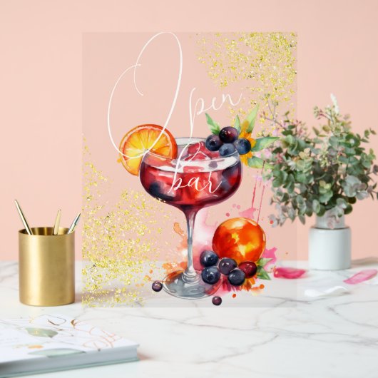 Open Bar Drink gouden bruiloft Acryl Bord (Huwelijk)