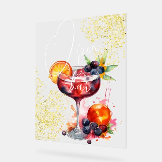 Open Bar Drink gouden bruiloft Acryl Bord (Hoek)