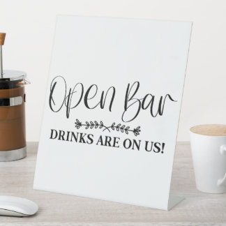 Open Bar Drinken zijn op ons voetstuk Reclamebord Met Voetstuk