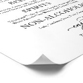 Open Bar Elegante Calligrafie Huwelijksbord Poster (Hoek)