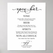 Open Bar Elegante Calligrafie Huwelijksbord Poster (Voorkant)