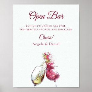 Open Bar Elegante Rode en Witte Wijn Dans Bruiloft Poster