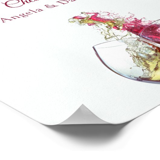 Open Bar Elegante Rood en Witte Wijn Dans Bruiloft Poster (Hoek)