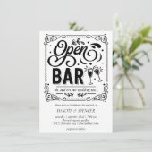 Open bar (en bruiloft) | Casual microhuwelijk Kaart (Staand voorkant)