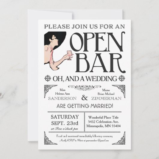 Open Bar en een bruiloft Kaart (Voorkant)