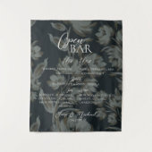 Open Bar en Signature Drank Bruiloft Bruin Bloemmo Wandkleed (Voorkant)