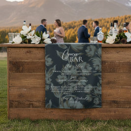 Open Bar en Signature Drank Bruiloft Bruin Bloemmo Wandkleed