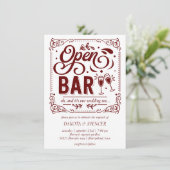 Open Bar (en Trouwen) | Rood en Wit Micro Kaart (Staand voorkant)
