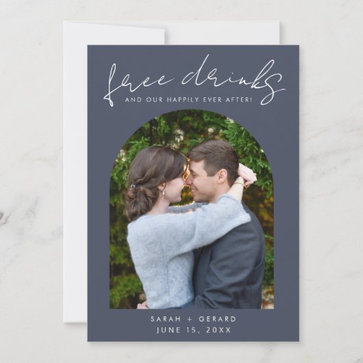 Open bar foto bruiloft save the date (Voorkant)