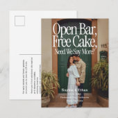 Open Bar Free Cake Photo Retro Save The Date Aankondigingskaart (Voorkant / Achterkant)