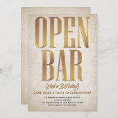 Open Bar Funny Birthday Uitnodiging (Voorkant / Achterkant)