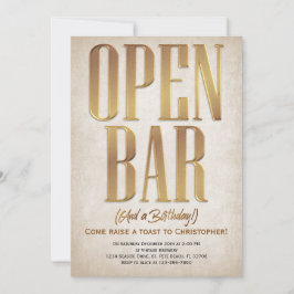 Open Bar Funny Birthday Uitnodiging