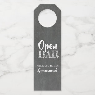 Open Bar - Funny Groomsmen Voorstel Flessenhanger