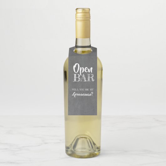 Open Bar - Funny Groomsmen Voorstel Flessenhanger (Op fles)