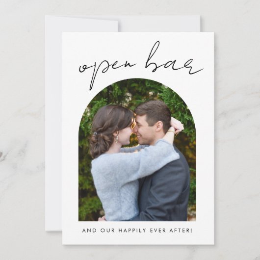 Open Bar Funny Photo Wedding Save The Date (Voorkant)
