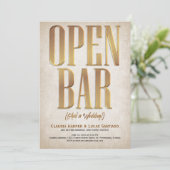 Open Bar Funny Wedding Uitnodiging (Staand voorkant)