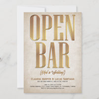 Open Bar Funny Wedding Uitnodiging
