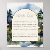 Open Bar Gedicht Country Lake Twilight Wedding Poster (Voorkant)