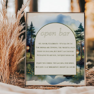 Open Bar Gedicht Landelijk Meer Schemering Bruilof Poster