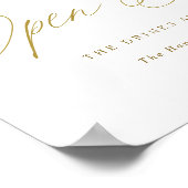 Open Bar Gold Wedding Sign Elegant Calligrafie Poster (Hoek)