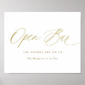 Open Bar Gold Wedding Sign Elegant Calligrafie Poster (Voorkant)