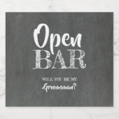 Open Bar - Grappige Groomsman Voorstel Bier Etiket (Enkel label)