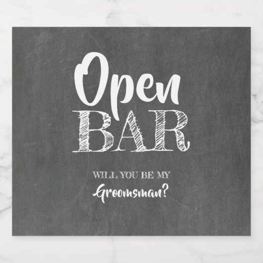 Open Bar - Grappige Groomsman Voorstel Bier Etiket (Enkel label)