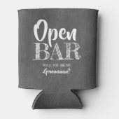 Open Bar - Grappige Groomsman Voorstel Blikjeskoeler (Voorkant)